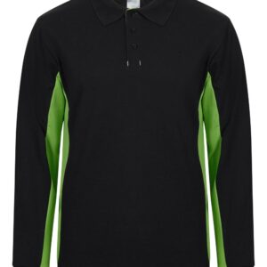 Velilla 105514 Polo Bicolor Manga Larga Negro Verde Lima