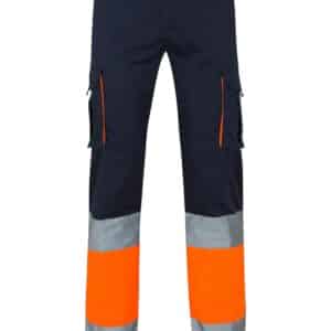 Velilla 303002s Pantalón Stretch Bicolor Multibolsillos Marino Naranja Flúor