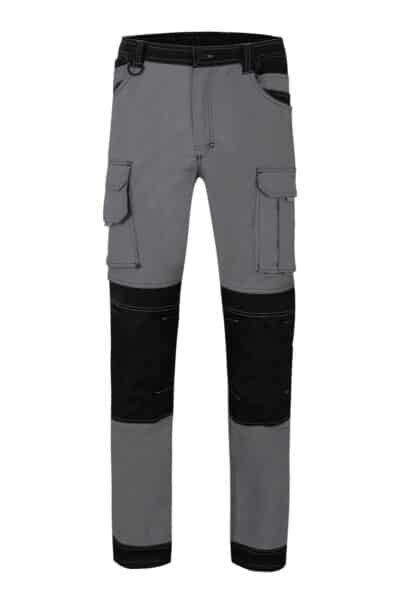 Velilla 103019s Pantalón Canvas Stretch Bicolor Con Bolsillos Flotantes Gris Negro