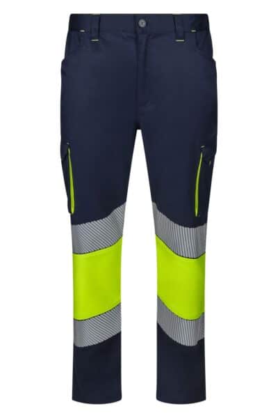 Velilla 303008s Pantalón Stretch Bicolor Cinta Segmentada Marino Amarillo Flúor