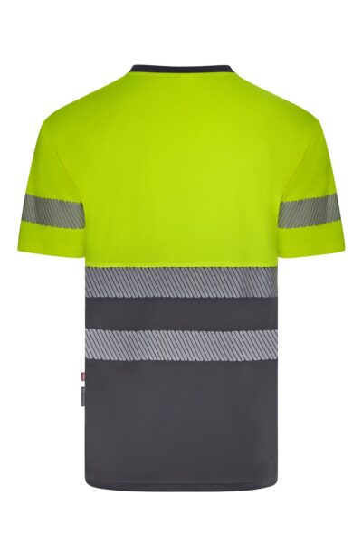 Velilla 305633 Camiseta Manga Corta Bicolor Cinta Segmentada Amarillo Flúor Gris 1