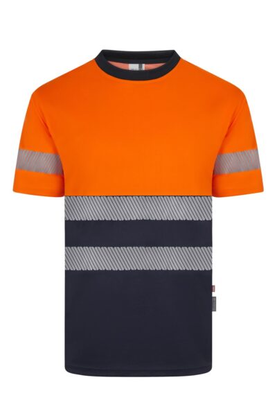 Velilla 305633 Camiseta Manga Corta Bicolor Naranja Flúor Marino