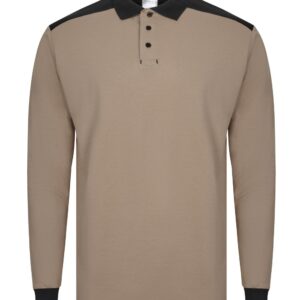 Velilla 105529s Polo Stretch Bicolor Manga Larga Beige Arena Negro