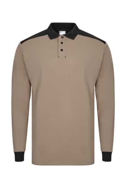 Velilla 105529s Polo Stretch Bicolor Manga Larga Beige Arena Negro