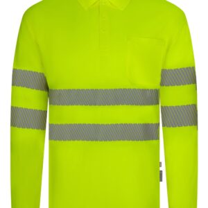 Velilla 305534 Polo de Manga Larga con Cinta Segmentada Amarillo Flúor