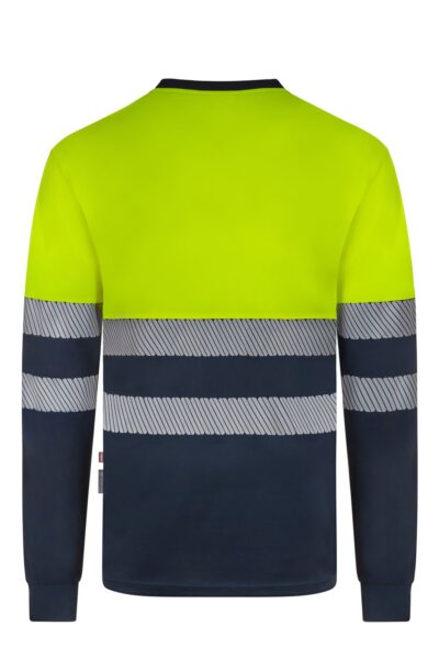 Velilla 305635 Camiseta Bicolor Manga Larga con Cinta Segmentada Azul Navy Amarillo Flúor 1