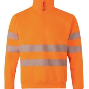 Velilla 305704 Sudadera Con Media Cremallera y Cinta Segmentada Naranja Flúor